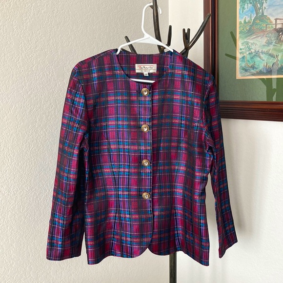 Talbots Depeche Vintage Plaid Blazer Size 10 - Picture 1 of 12